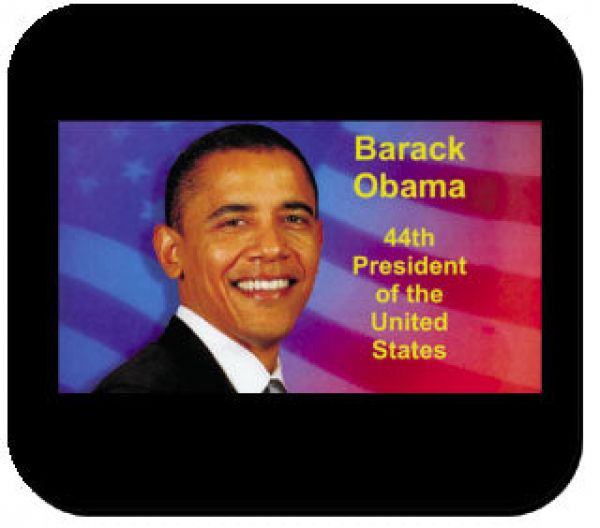 President Barack Obama, Flag Black Art Mousepad